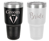 Bride and Groom 30 oz. Laser Engraved Tumblers with  lid Laser Engraved