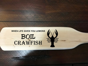 Crawfish/Seafood Cajun Cooking Paddle -  Laser Engraved/Personalized Wood Laser Engraved